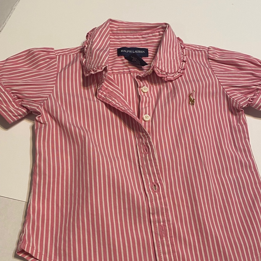 Polo pink and white stripe shirt.